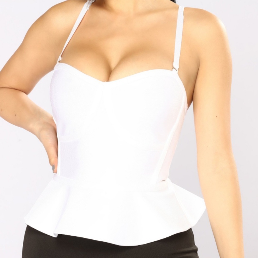 Fashion Nova White peplum corset top